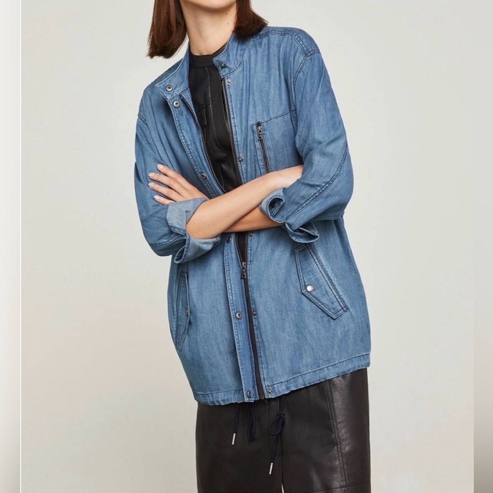 BCBGMaxAzria Light Blue oversized Jean Jacket